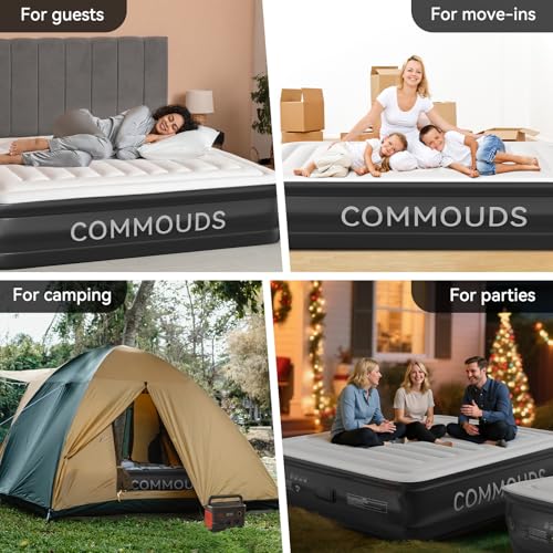 Beige Twin Air Mattress with Rechargeable Pump - 18-Inch Portable Inflatable Bed for Camping & Guest Use