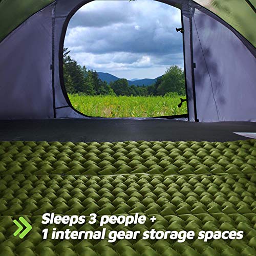 HUI LINGYANG Green 4-Person Pop-Up Camping Tent Waterproof Instant Setup