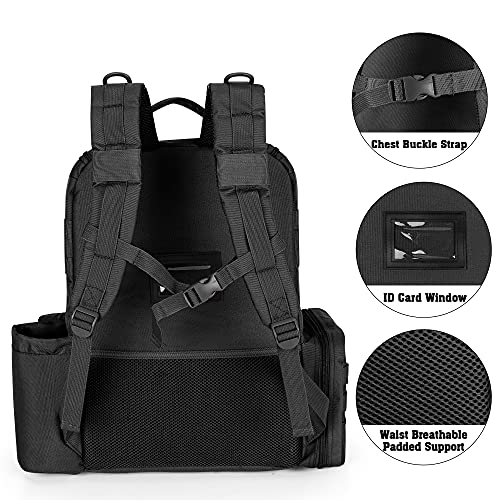 DSLEAF Black Pistol Range Backpack with 6 Pistol Cases - Shooting Gun Bag