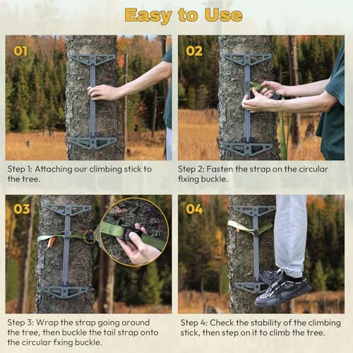 Tomaki 4 Pack Climbing Sticks for Hunting, Non-Slip Aluminum Tree Climbing Steps - Model 4