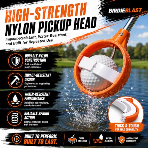 16.3Ft Stainless Steel Telescopic Golf Ball Retriever with Orange & White Handle