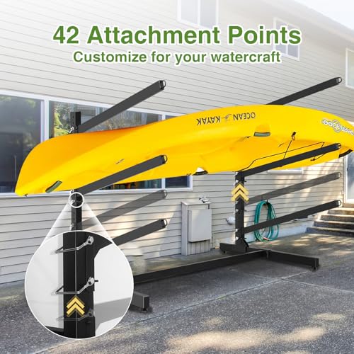 NouraVita Heavy Duty 3-Level Kayak Storage Rack for Garage & Outdoor