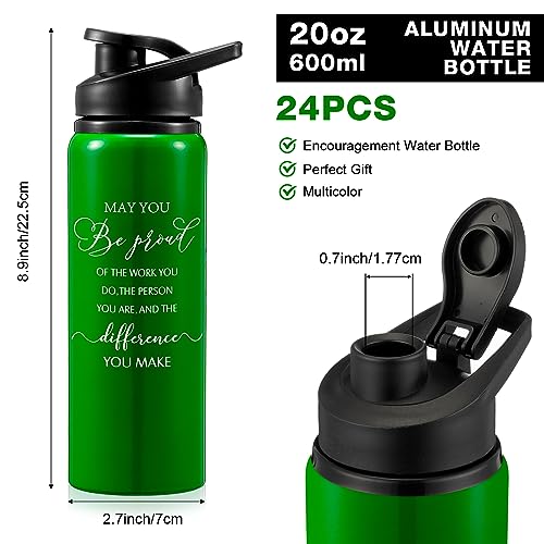 Multicolor 20 oz Aluminum Water Bottles Bulk Set - Thank You Gift, Reusable