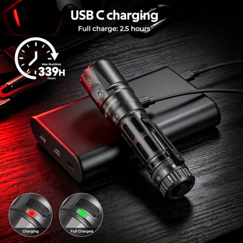 Wurkkos T1 5500 Lumens Tactical LED Flashlight with RGB Side Light, Waterproof, 415M Beam, Camping & Emergency