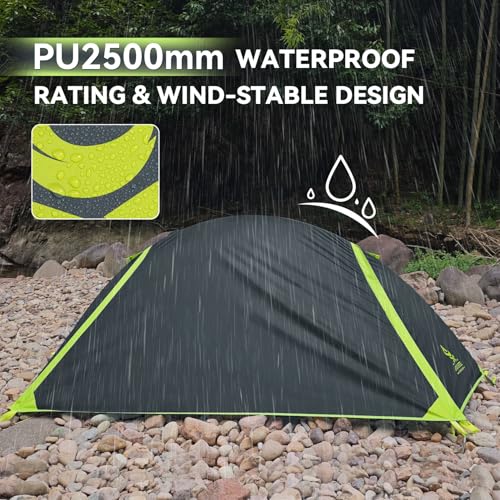 Grey Croosseoutdoors 1-Person Ultralight Backpacking Tent with Single Aluminum Pole