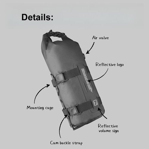 Rhinowalk Bike Front Fork Bag Waterproof Bicycle Pannier Heavy-Duty Rack Pouch with Air Valve and Reflective Design, Cycling Bag for Mountain Bike & E-Scooter (7L, 1pc Black)