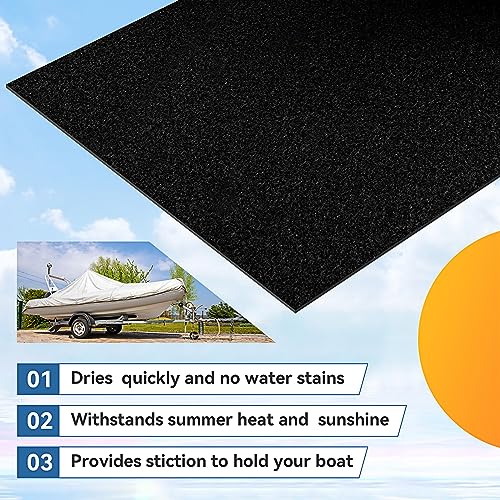 Timgle Boat Trailer Bunk Carpet - 12 in x 118 ft, 6mm Thick Black Marine Carpet