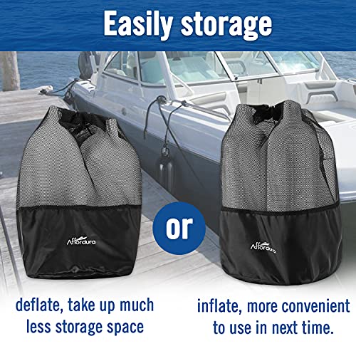 Affordura 5.5 Inch Black Boat Fenders 4 Pack with Ropes & Pump