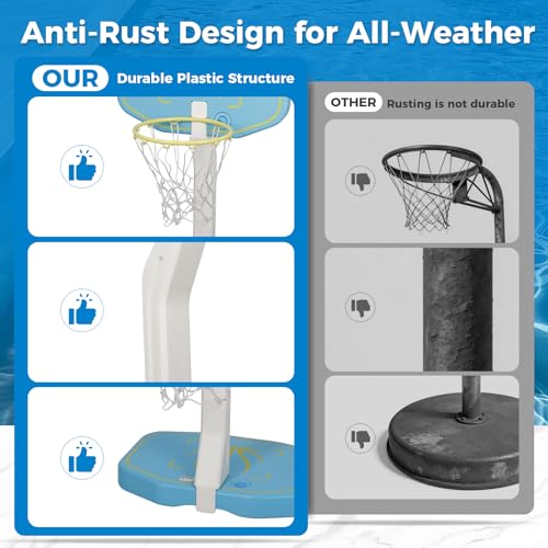 MagnaTree 2-in-1 Pool Volleyball and Basketball Game Set with Adjustable Net