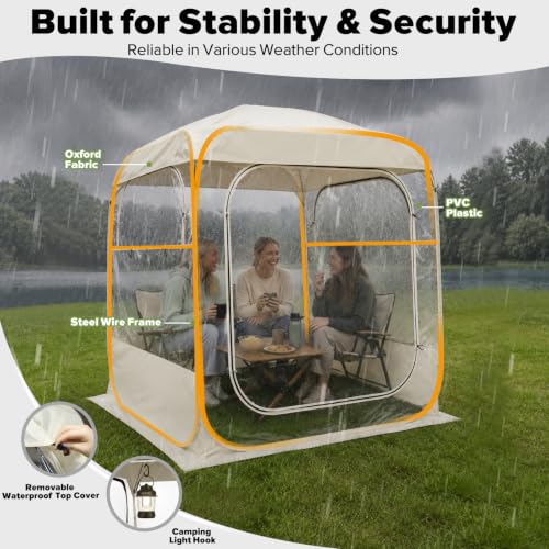 All-Weather Pop Up Sports Tent with Clear Windows - Waterproof Instant Setup Shelter for Outdoor Events