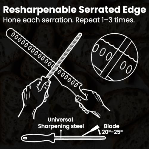 CoquusAid 9-Inch Resharpenable Bread Knife for Slicing Bread and More