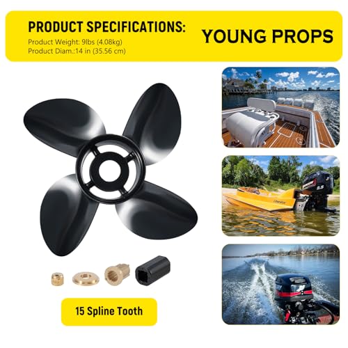 14 Inch Aluminum Boat Propeller for Mercury 135-300HP - Right Rotation, 19 Pitch