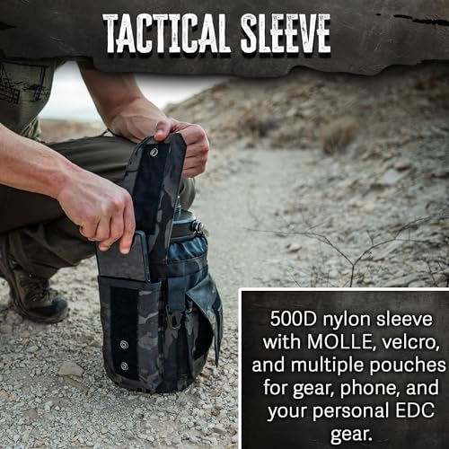 Iron Infidel 128oz Insulated Water Bottle with Camo Sleeve & Dual Handles - Tactical Hydration Jug