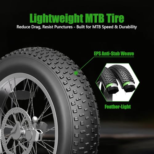Kulifoo 20x4.0 Fat Tire Electric Bike Tires - 2 Pack, Off-Road, Low Resistance