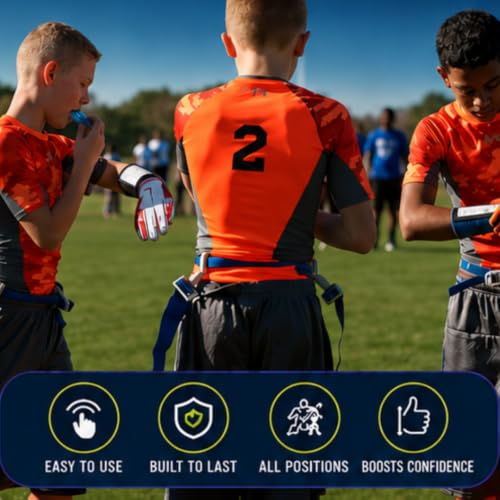 WBI Flag Football Wristbands with Plays - 7 Pack Youth Coach & Quarterback Wrist Coach Cards