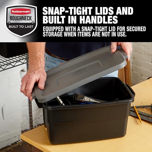 Rubbermaid 3 Gallon Heavy Duty Storage Totes 6 Pack with Snap Lids & Handles