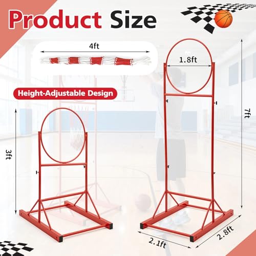 Adjustable Portable Basketball Passing Trainer with Net - Indoor Outdoor Practice Equipment