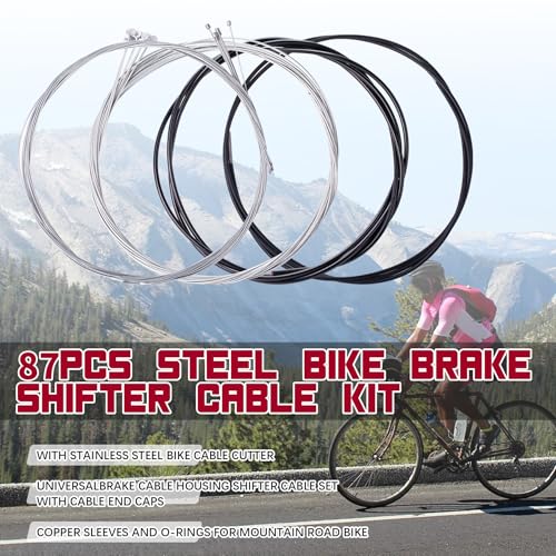 87Pcs Bicycle Brake & Shift Cable Kit with Stainless Steel Cutter and Accessories