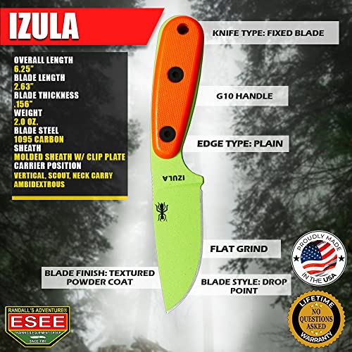 Fixed Blade Survival Knife with Green Venom Steel & Orange G10 Handles