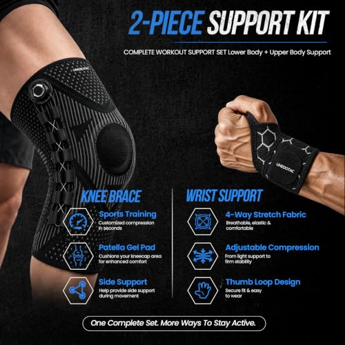 Adjustable Knee Brace with Dial & Gel Patella Pad - Large Left Support