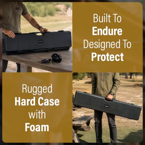 53.9-Inch Locking Rifle Storage Case with Foam & Waterproof Seal - Black