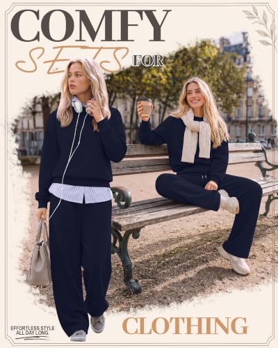 Women 2 Piece Sweat Set - Medium Black Matching Lounge Outfit