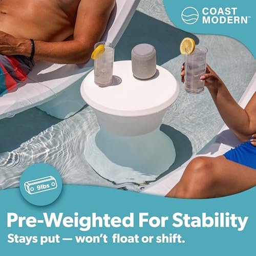 Coast Modern White Outdoor Side Table - All-Weather Pool & Patio Lounger Table