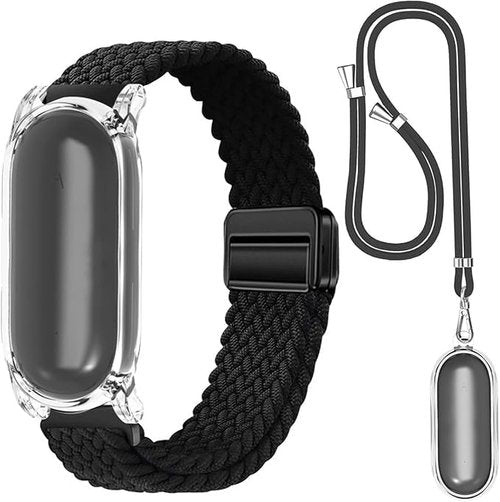 2-in-1 Wristband & Neckband for Plaud NotePin & NotePin S AI Voice Recorder - High-Clarity PC Case & Breathable Magnetic Nylon Strap & Adjustable Neck Strap - Sports, Business, Men & Women (Black)