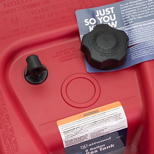 Attwood 6-Gallon Portable Marine Boat Fuel Tank EPA & CARB Certified Without Gauge