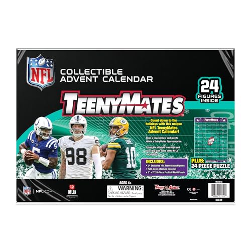 Teenymates NFL 2025-26 Advent Calendar with 24 Team Color Action Figures, Holiday Countdown
