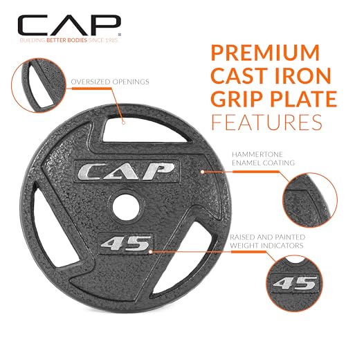 Elite 45 lb Olympic Cast Iron & Rubber Coated Weight Plate - Single