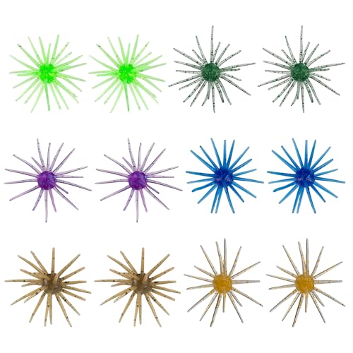 Floating Sea Urchin Creature Baits for Bass Fishing - Mixed Colors, 2.75in, 12 Pcs