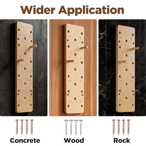 Extra-Thick Birch Plywood Climbing Peg Board with Beech Grips - Wall Mount Indoor Home Gym