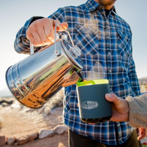 GSI Outdoors 14-Cup Glacier Stainless Steel Percolator Coffee Pot for Camping & Stove