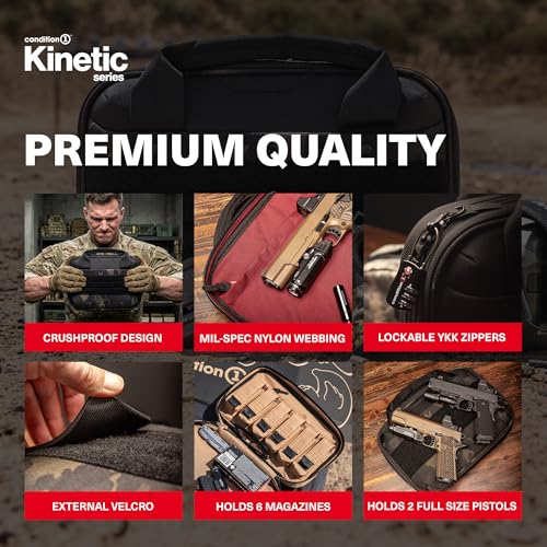 Condition 1 Black Kinetic 2 Pistol Bag for Full-Size Pistols with Optics