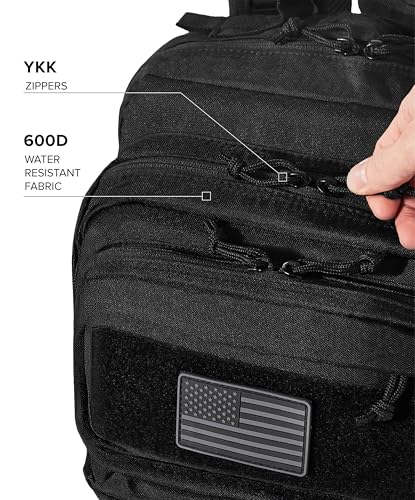 Falko Tactical 50L Heavy-Duty Military Molle Backpack - Black, Extra-Heavy Fabric, 2.4x Strength, Large Bugout & Outdoor Rucksack