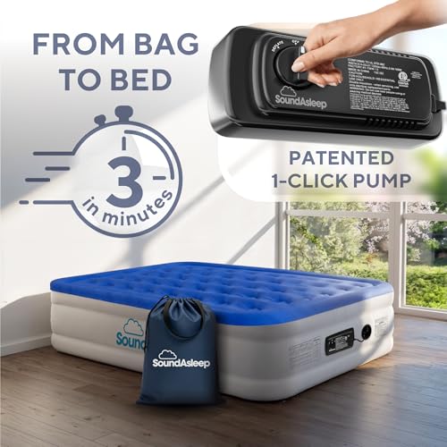 SoundAsleep Dream Series Queen Raised Air Mattress with Built-in Pump - Blue