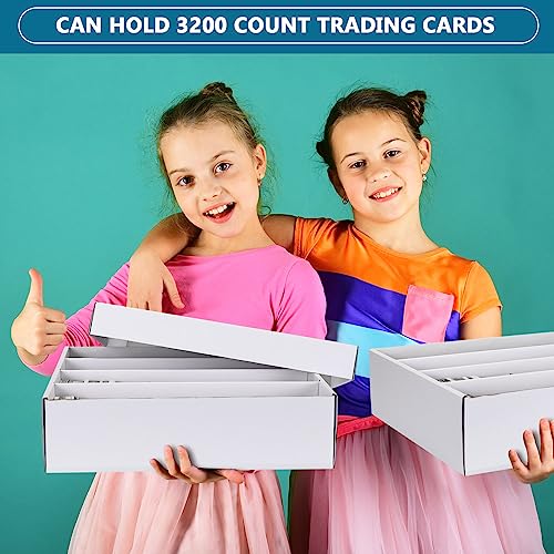 White Trading Card Storage Box Set 16 Packs 3200 Count with Dividers