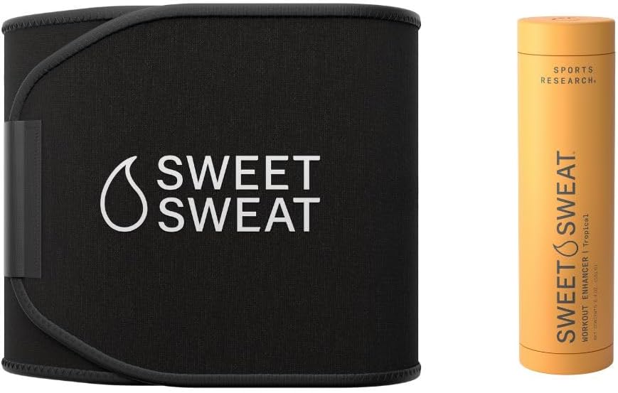 Sports Research Waist Trimmer Pack - Extra-Coverage Sweet Sweat Trimmer (Large) & Tropical Gel (6.4oz)