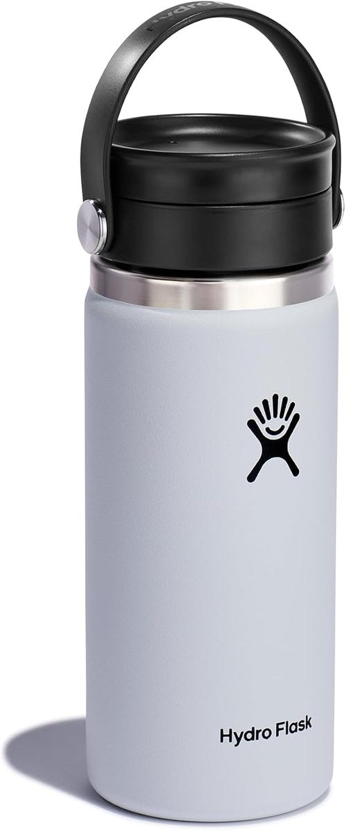 Hydro Flask Water Bottle - Insulated Stainless Steel, Wide Mouth Flex Lid - 16 Oz White, Leakproof & Refillable