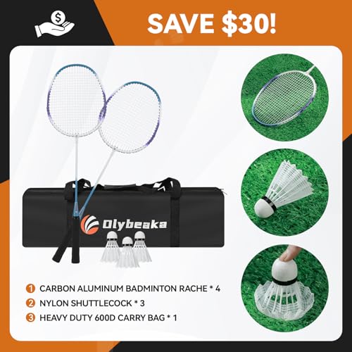 Olybeaka 12ft Black Badminton Net Set for Backyard Easy Setup & Stable Play