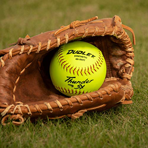 Dudley 12 Inch USASB Slowpitch Softballs - Thunder SY Synthetic Cover, 12 Pack