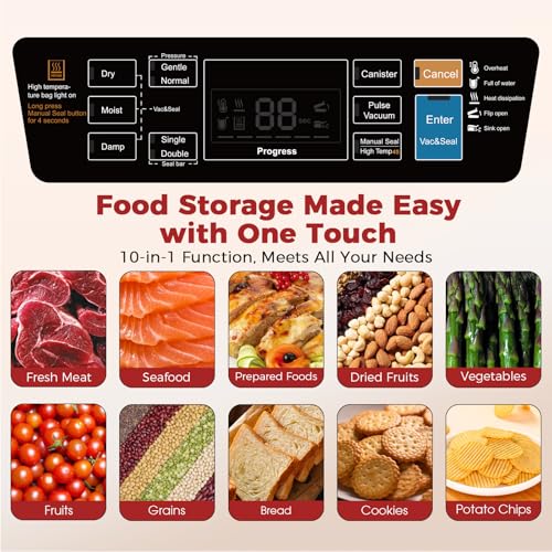 ROUUO Black 230W Vacuum Sealer Machine with 95KPa & Built-in Cutter