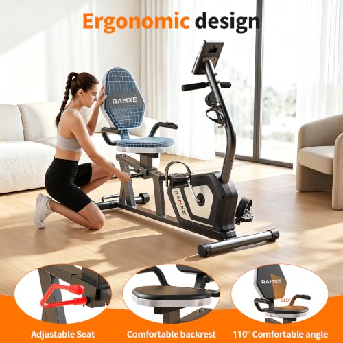 Recumbent Exercise Bike for Home - Silver, 16 Resistance Levels, Heart Rate Sensor
