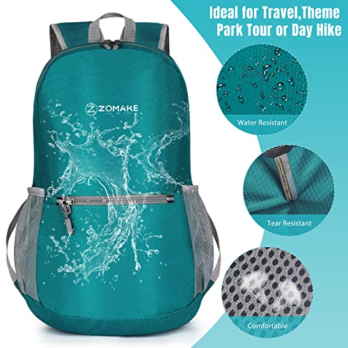 20L Foldable Hiking Backpack - Small Travel Day Pack in C-lake Green
