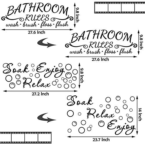 Bathroom Wall Decals Stickers - Black Quote Set for Interior Decor