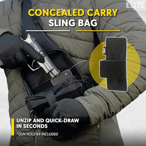 M-Tac Elite Black CCW Sling Bag for Men & Women - Tactical Concealed Carry