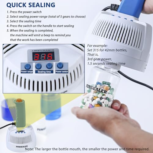 FUNSEALER Dual Voltage Induction Bottle Sealer for Plastic & Glass Bottles