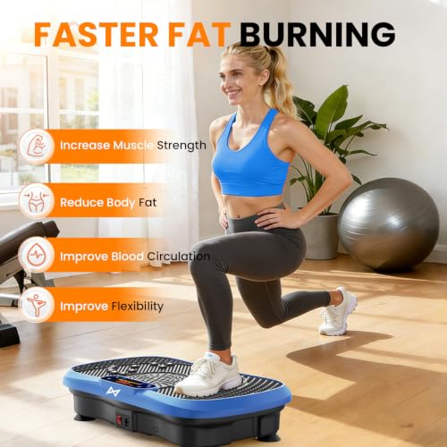 AXV Slim Blue Vibration Plate Exercise Machine for Full-Body Workout