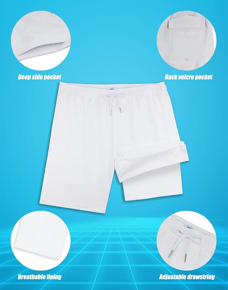 Mens Swim Trunks with Compression Liner Anti Chafe Quick Dry UPF 50+